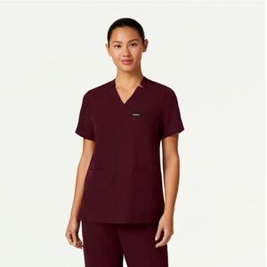 Jaanuu Helia Notched V Neck Scrub Top
